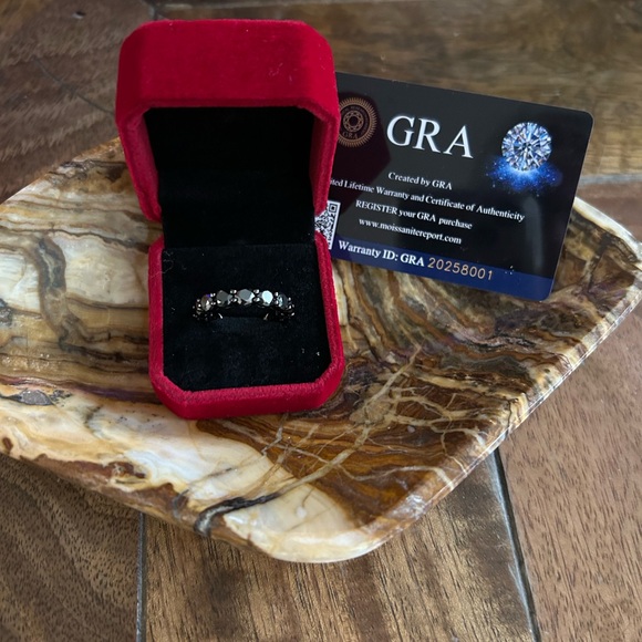 GORGEOUS 7 CT full eternity genuine black moissanite diamond ring NIB💍 - Picture 5 of 6